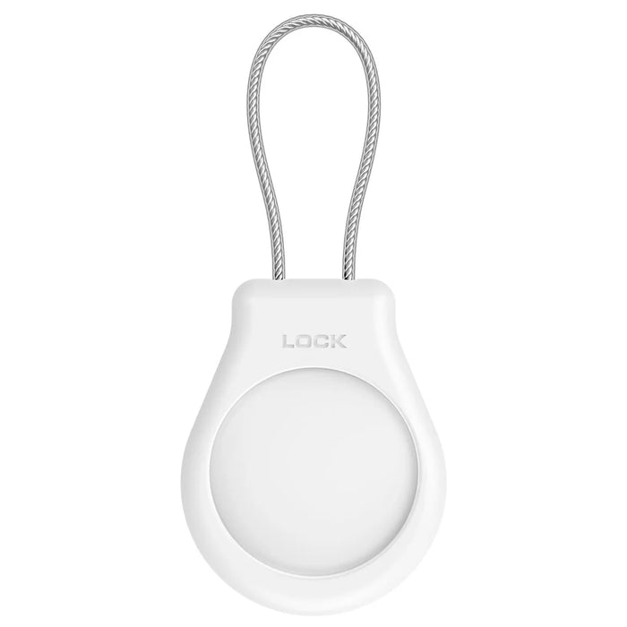 CP22 For Apple AirTag Case Bluetooth-compatible Locator Waterproof PC Protective Cover with Metal Strap - White - 2