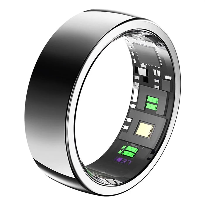 PX01 Bluetooth-compatible Sleep Health Monitoring Smart Ring Multifunction Finger Ring with Charging Case - Silver / Size 7 - 1