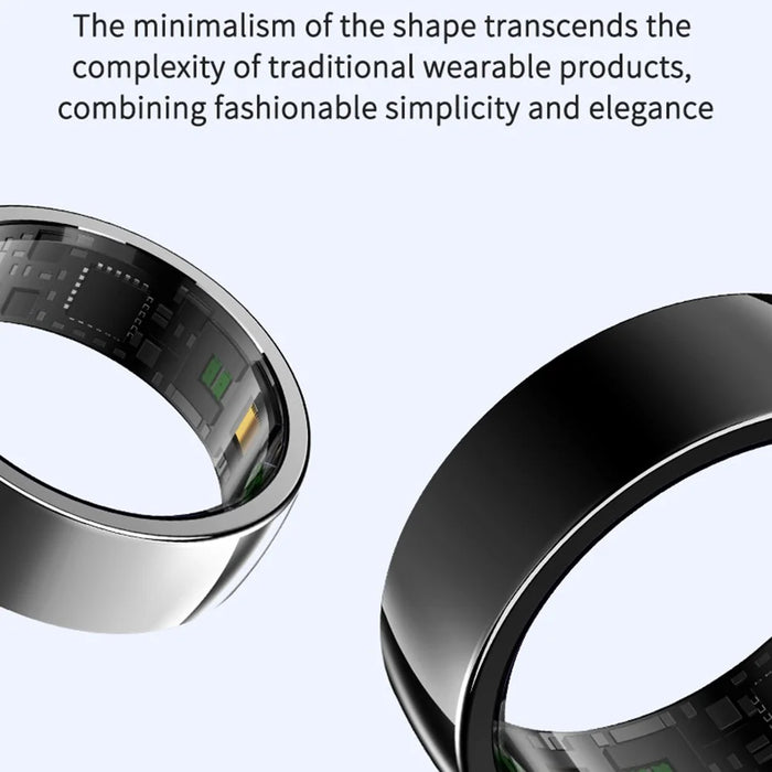 PX01 Bluetooth-compatible Sleep Health Monitoring Smart Ring Multifunction Finger Ring with Charging Case - Silver / Size 7 - 3