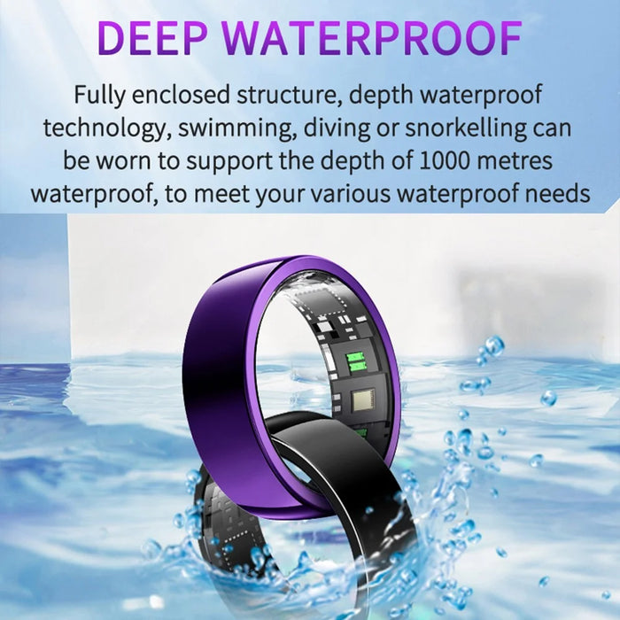 PX01 Bluetooth-compatible Sleep Health Monitoring Smart Ring Multifunction Finger Ring with Charging Case - Silver / Size 7 - 4
