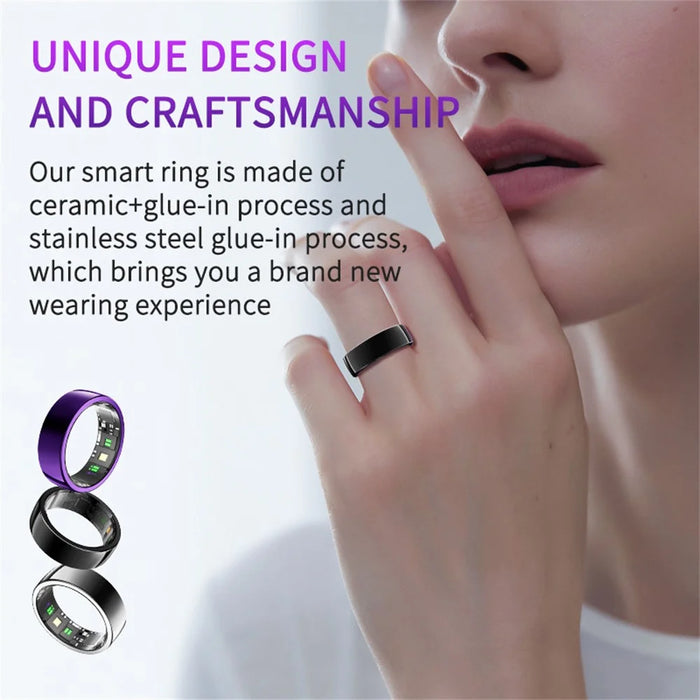 PX01 Bluetooth-compatible Sleep Health Monitoring Smart Ring Multifunction Finger Ring with Charging Case - Silver / Size 7 - 6