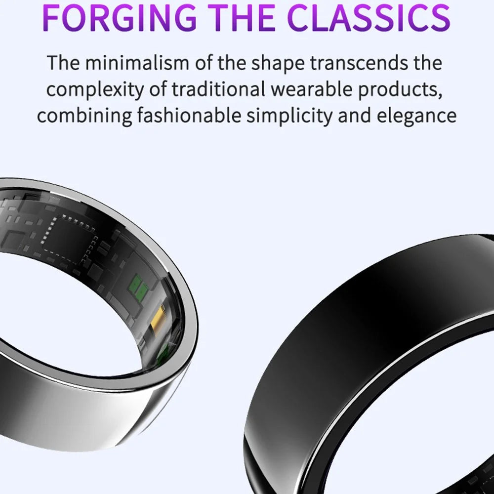 PX01 Bluetooth-compatible Sleep Health Monitoring Smart Ring Multifunction Finger Ring with Charging Base - Silver / Size 7 - 3
