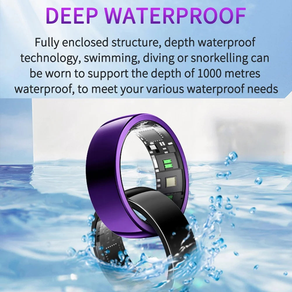 PX01 Bluetooth-compatible Sleep Health Monitoring Smart Ring Multifunction Finger Ring with Charging Base - Silver / Size 7 - 6