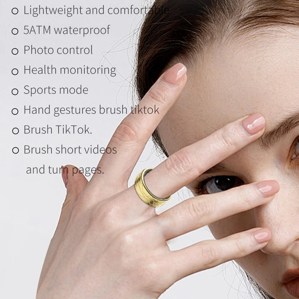 PX02 Crack Design Multi-Function Health Monitoring Smart Ring with Magnetic Charging Cable - Silver / Size 7 - 5