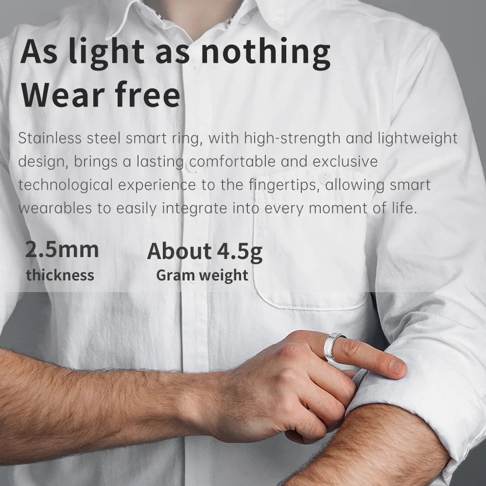PX02 Crack Design Multi-Function Health Monitoring Smart Ring with Magnetic Charging Cable - Silver / Size 7 - 6