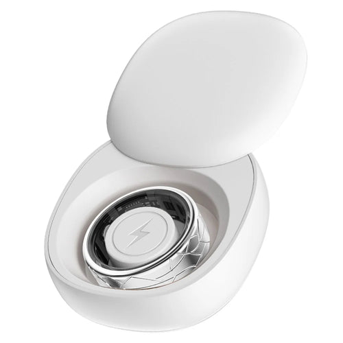 PX02 Crack Design Multi-Function Health Monitoring Smart Ring with Charging Case - Silver / Size 7 - 1