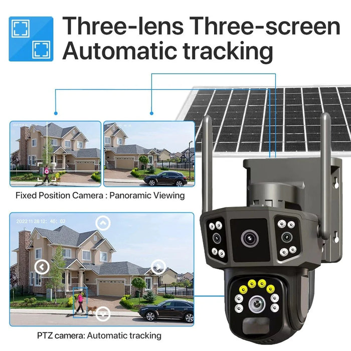 Q38 4G Version Outdoor HD Night Vision Security Camera Two-Way Audio Multi-Screen Solar Camera - 4