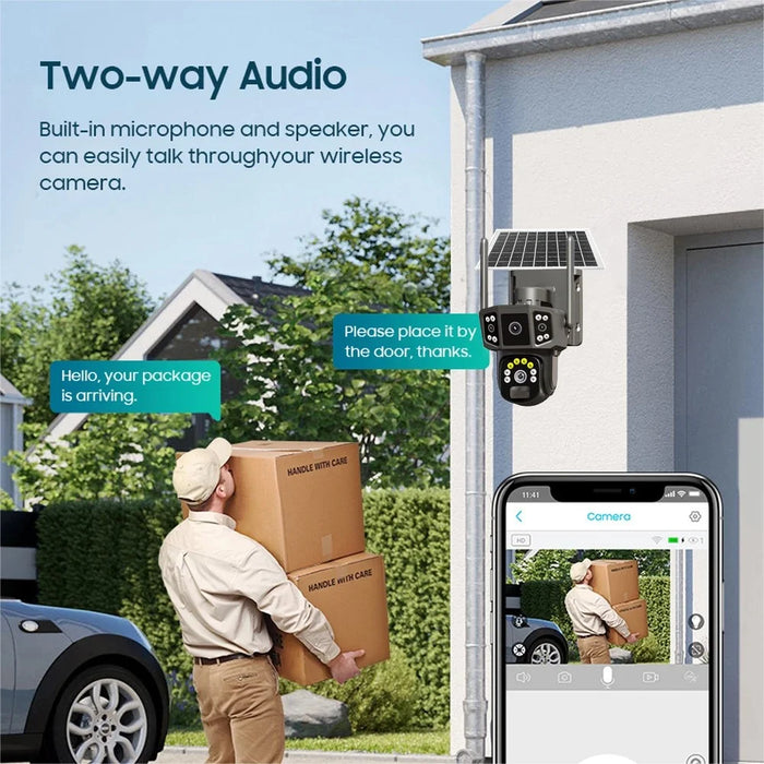 Q38 4G Version Outdoor HD Night Vision Security Camera Two-Way Audio Multi-Screen Solar Camera - 6