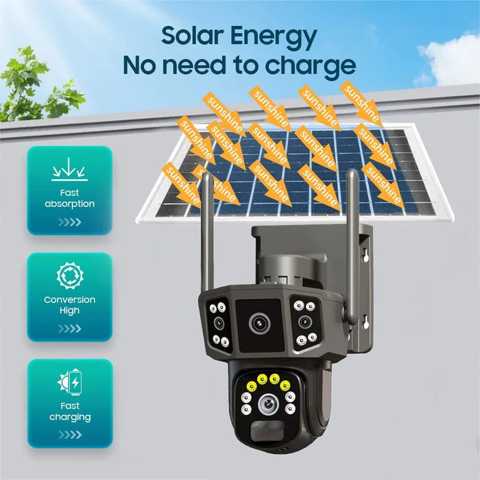 Q38 4G Version Outdoor HD Night Vision Security Camera Two-Way Audio Multi-Screen Solar Camera - 7