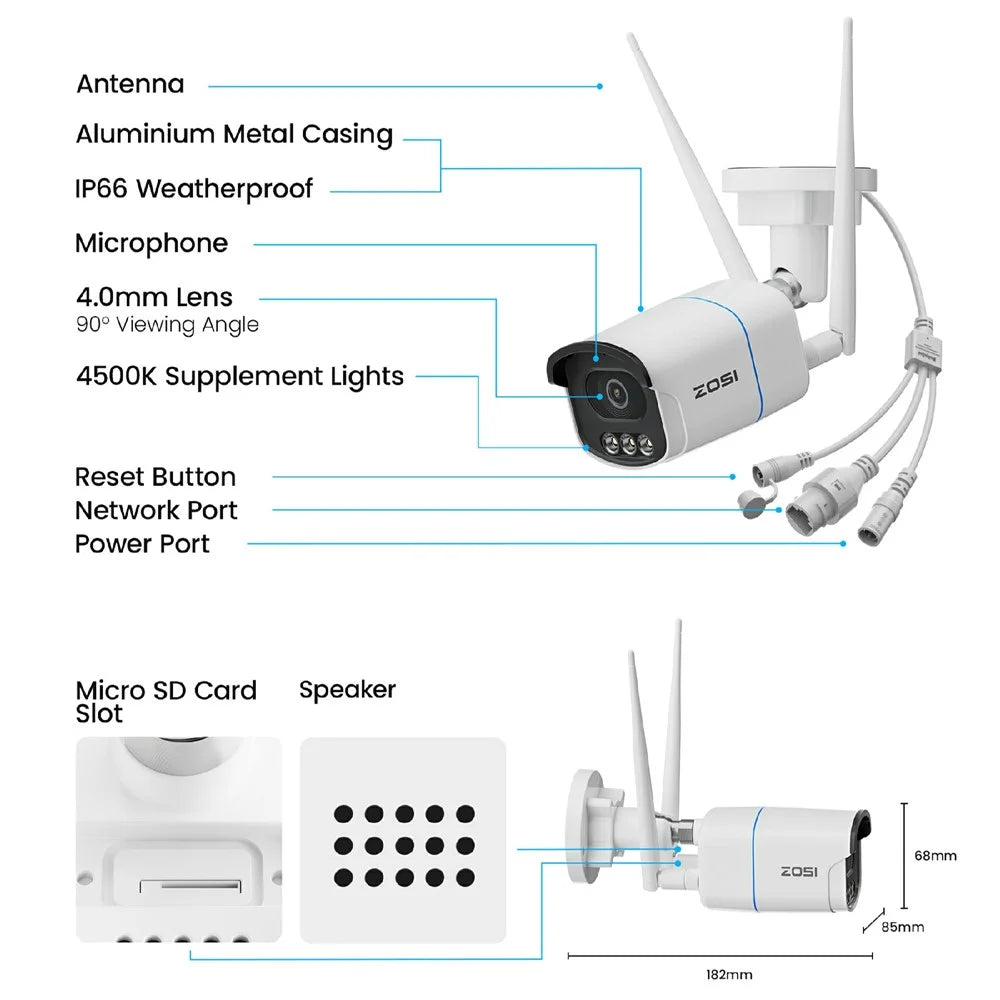 ZOSI C186A Security Camera Two-Way Voice 5MP HD Surveillance Monitor Camera - US Plug - 2