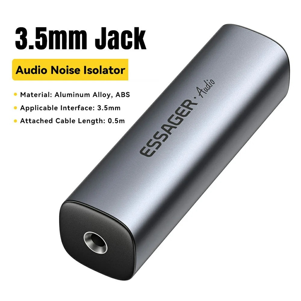 ESSAGER Portable 3.5mm Audio Ground Loop Isolator Noise Eliminator for Home Car Stereo Audio System - 2