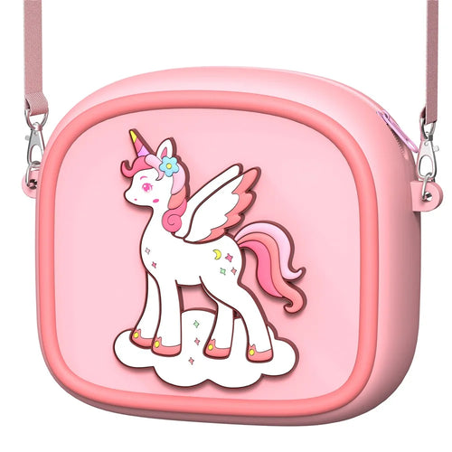Cute Cartoon Animal Design Children Camera Carrying Case Silicone Shoulder Bag for Kids Photography - Pink - 1