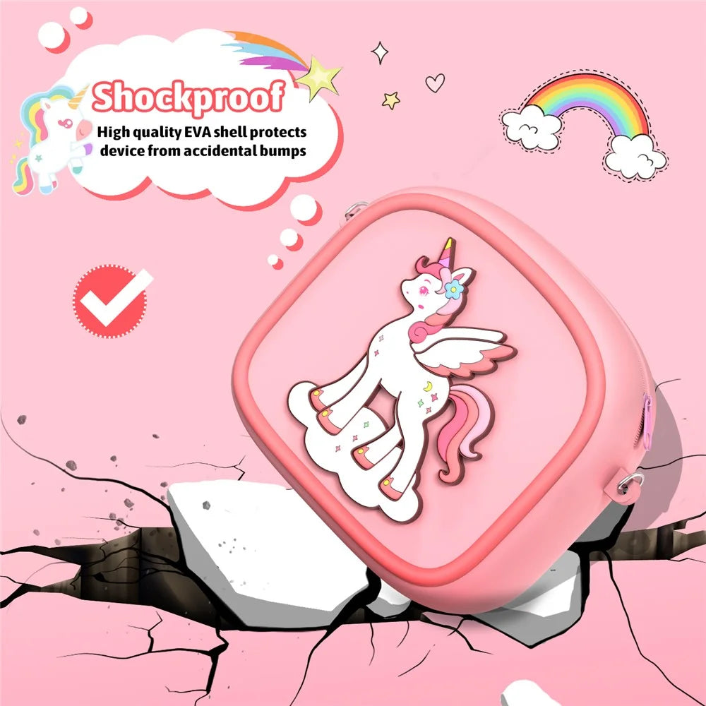 Cute Cartoon Animal Design Children Camera Carrying Case Silicone Shoulder Bag for Kids Photography - Pink - 3