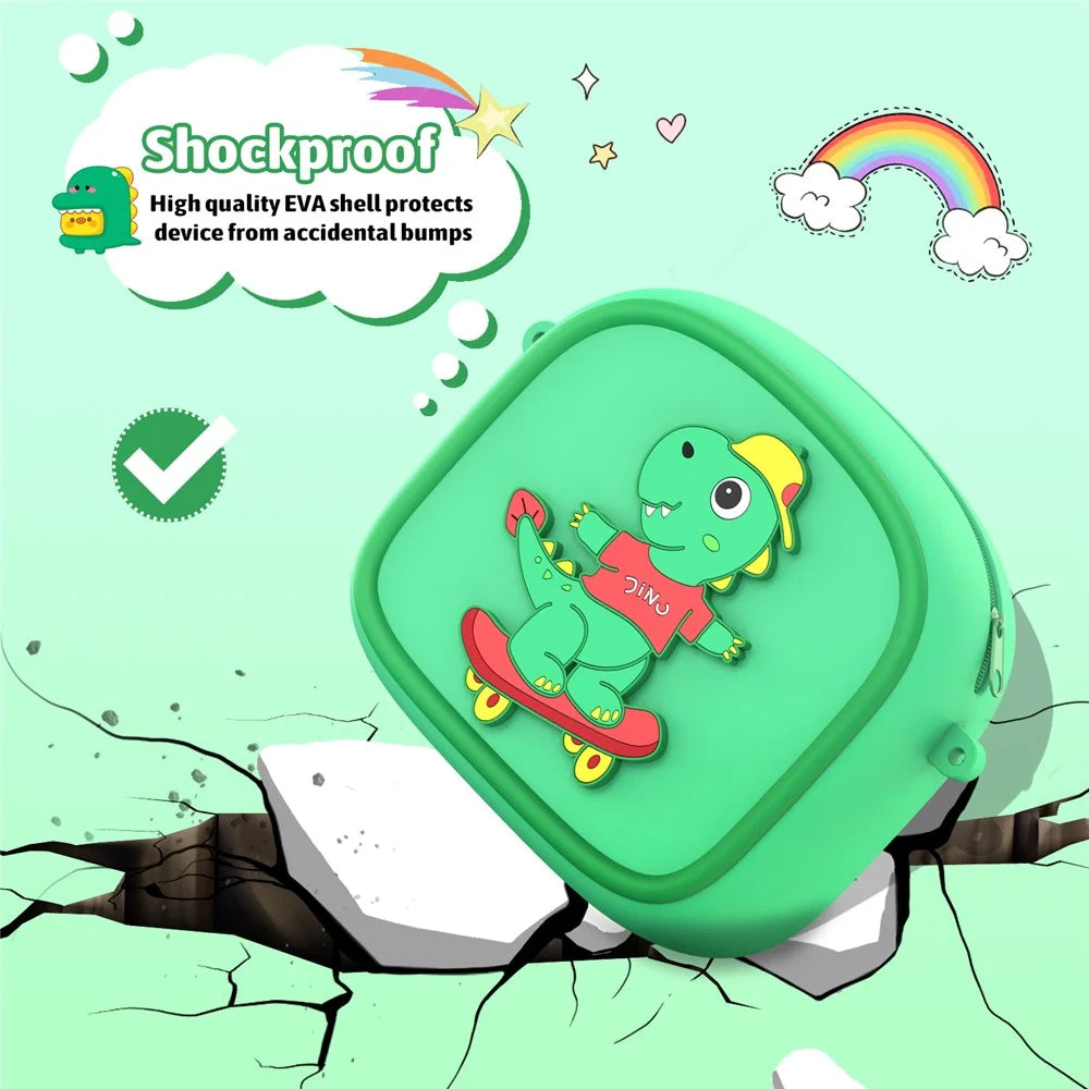 Cute Cartoon Animal Design Children Camera Carrying Case Silicone Shoulder Bag with 5 Rolls Thermal Paper - Green - 3