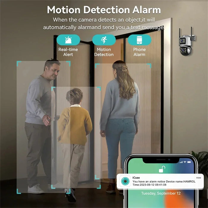 Outdoor WiFi Security Camera Waterproof HD Night Vision Dual Lens PTZ IP Cam with 32G Memory Card - EU Plug - 6