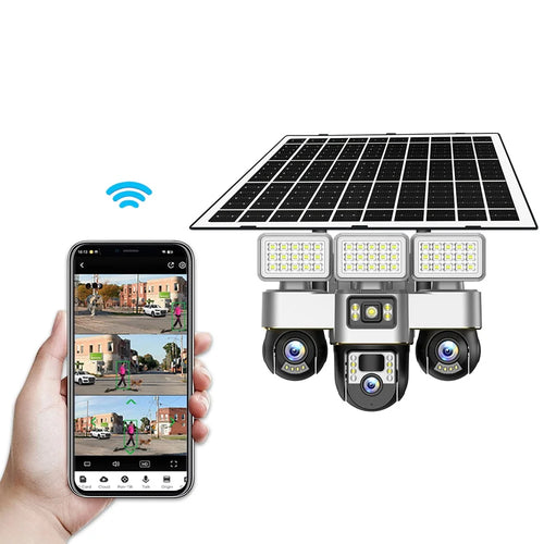 VTS30A V380 Outdoor Security Camera Solar Powered Night Vision  3 LED Lights Surveillance System - WiFi Version  /  US Plug - 1