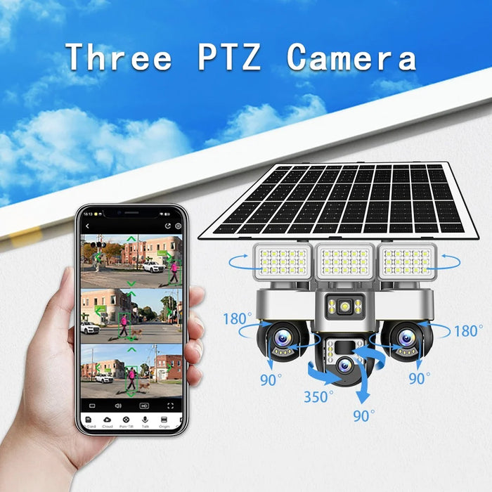 VTS30A V380 Outdoor Security Camera Solar Powered Night Vision  3 LED Lights Surveillance System - WiFi Version  /  US Plug - 2