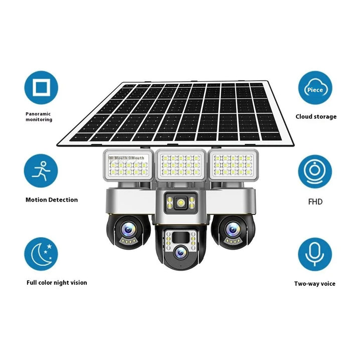 VTS30A V380 Outdoor Security Camera Solar Powered Night Vision  3 LED Lights Surveillance System - WiFi Version  /  US Plug - 4