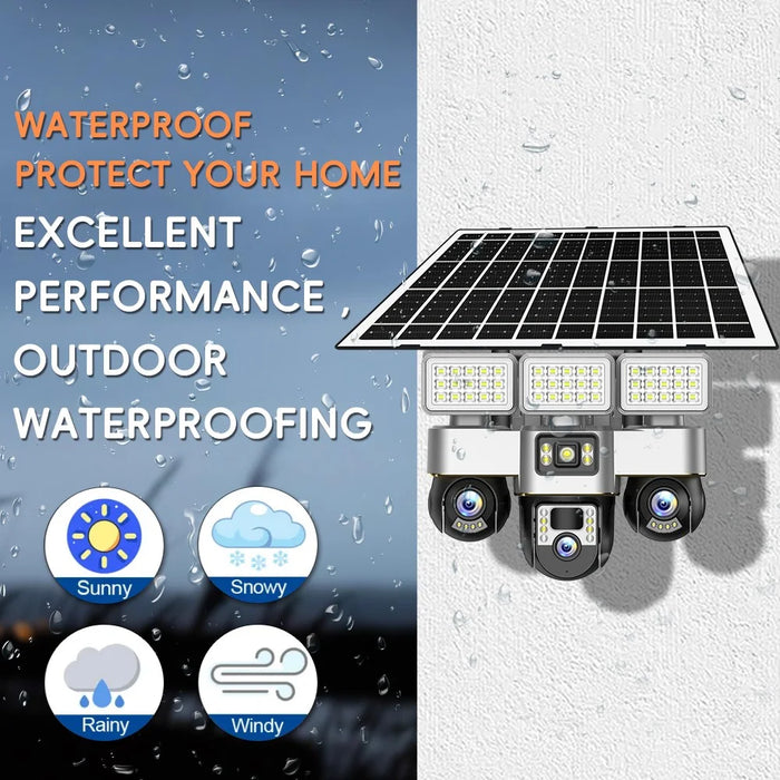 VTS30A V380 Outdoor Security Camera Solar Powered Night Vision  3 LED Lights Surveillance System - WiFi Version  /  US Plug - 6