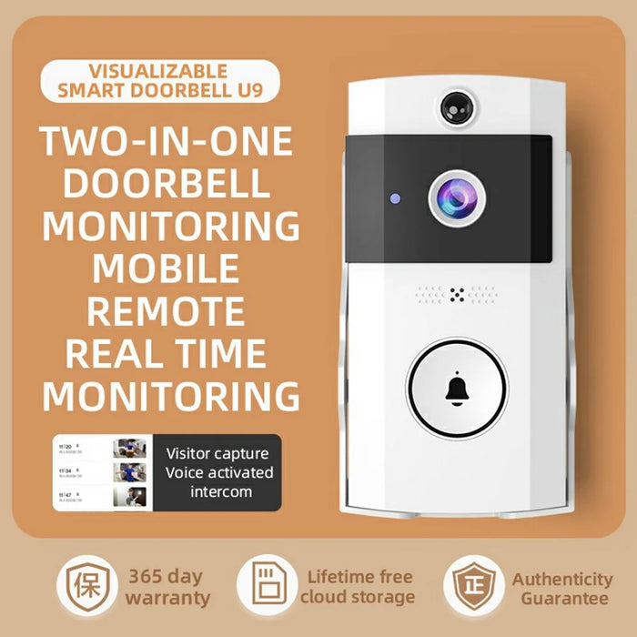 U9 Video Doorbell with ERP Motion Detection Snapshot Function WiFi-Connected Smart Home Security Device - 4