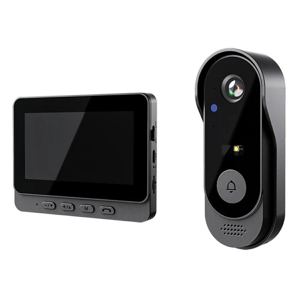 X8 Waterproof Video Doorbell 4.3 inch Indoor Screen Wireless Home Security Intercom HD Camera Two-Way Audio - 1
