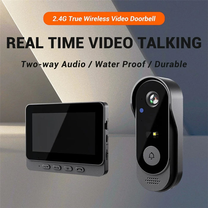 X8 Waterproof Video Doorbell 4.3 inch Indoor Screen Wireless Home Security Intercom HD Camera Two-Way Audio - 2