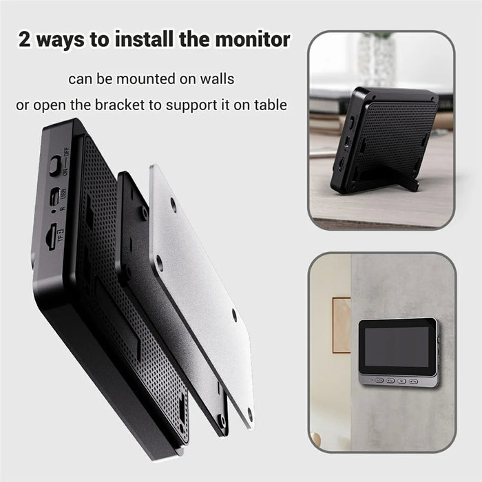 X8 Waterproof Video Doorbell 4.3 inch Indoor Screen Wireless Home Security Intercom HD Camera Two-Way Audio - 4