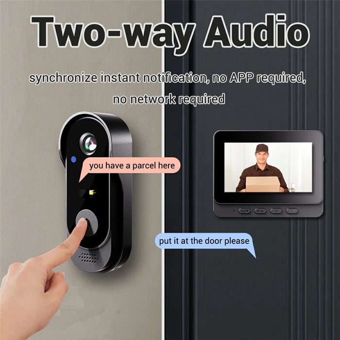 X8 Waterproof Video Doorbell 4.3 inch Indoor Screen Wireless Home Security Intercom HD Camera Two-Way Audio - 7