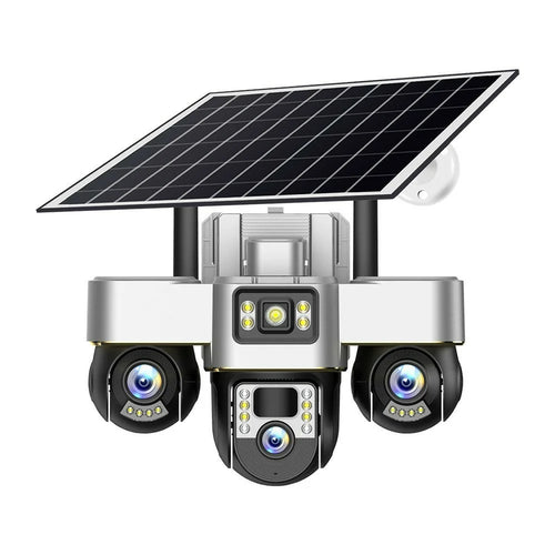 VTS30 v380pro Solar Powered Triple Lens Security Camera Smartphone Controlled Surveillance System - WiFi Version - 1