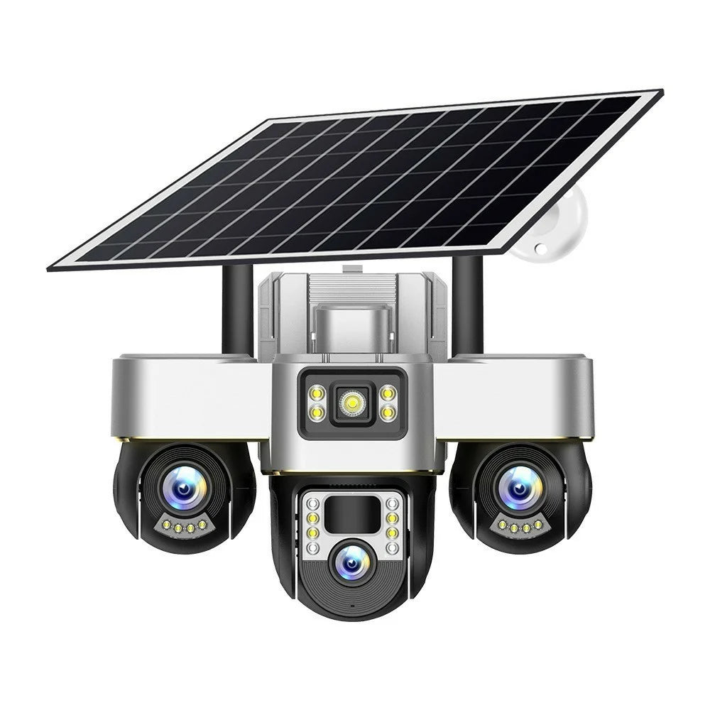 VTS30 v380pro Solar Powered Triple Lens Security Camera Smartphone Controlled Surveillance System - WiFi Version - 1