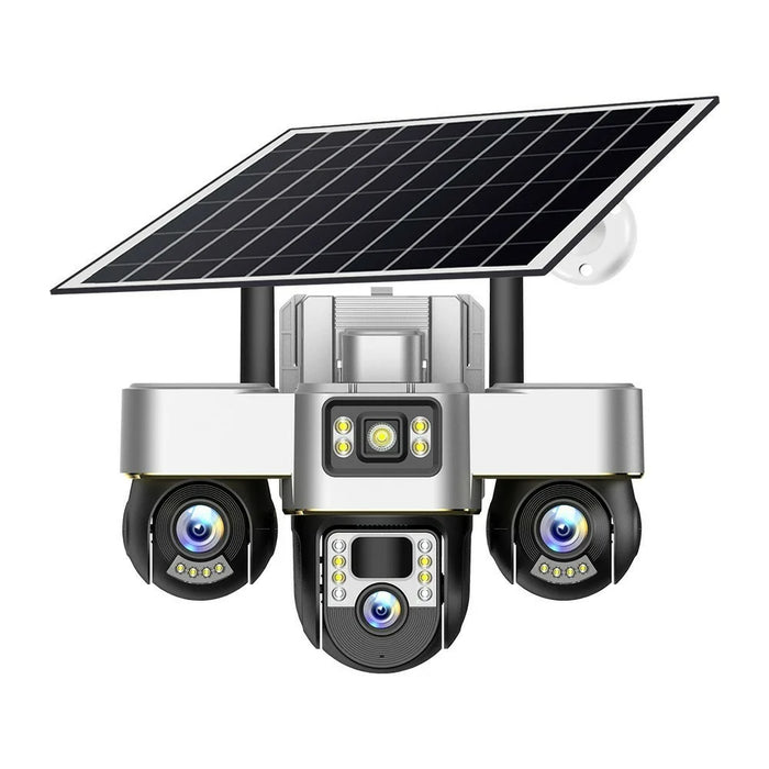 VTS30 v380pro Solar Powered Triple Lens Security Camera Smartphone Controlled Surveillance System - WiFi Version - 1
