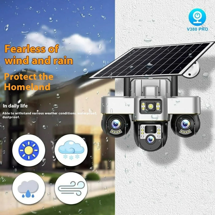 VTS30 v380pro Solar Powered Triple Lens Security Camera Smartphone Controlled Surveillance System - WiFi Version - 3