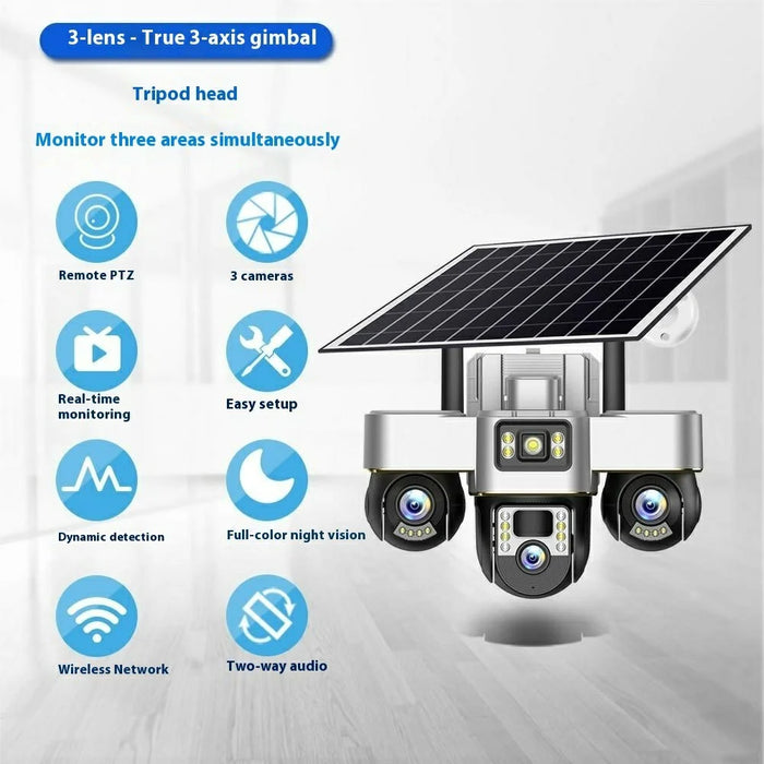 VTS30 v380pro Solar Powered Triple Lens Security Camera Smartphone Controlled Surveillance System - WiFi Version - 5