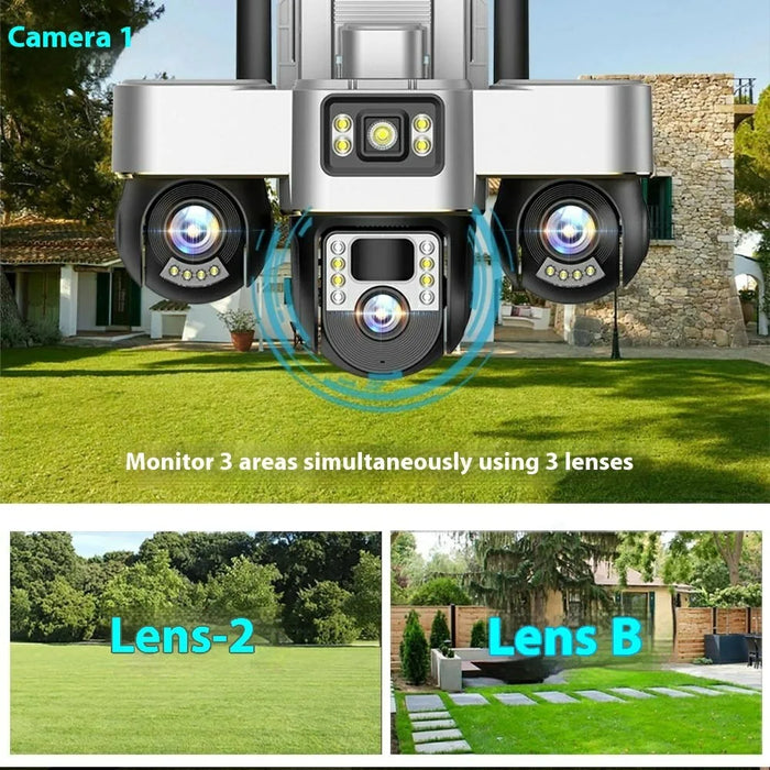 VTS30 v380pro Solar Powered Triple Lens Security Camera Smartphone Controlled Surveillance System - WiFi Version - 6