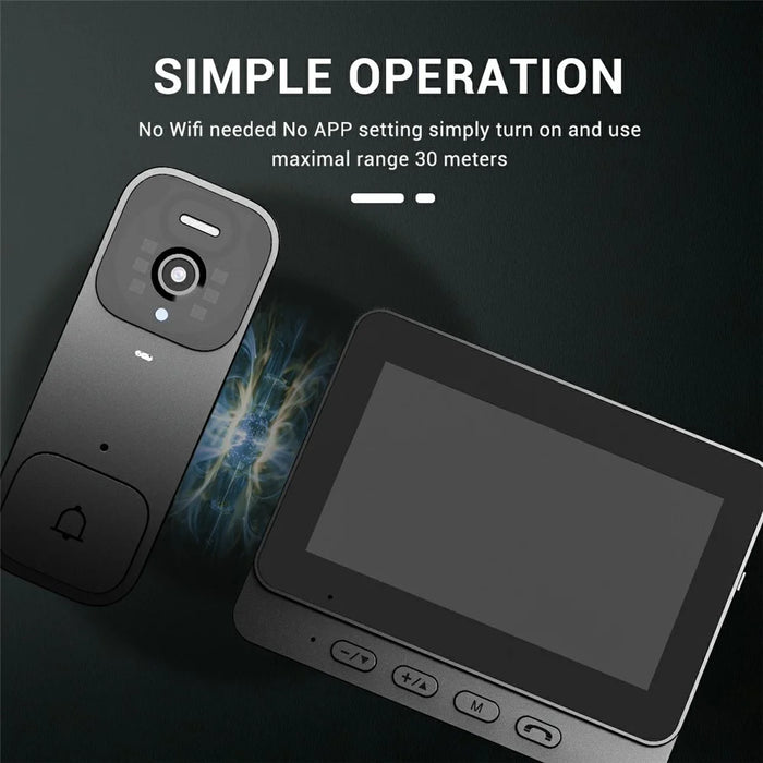 X7 Smart Video Doorbell Camera Wireless Intercom HD Monitor with Display Screen Home Security System - Black - 2
