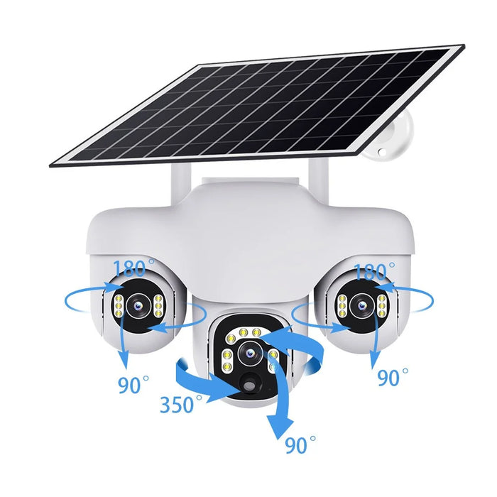 VTS31 V380 Outdoor Security Low Power Solar Powered PTZ Camera 3 Rotating Lens Motion Detection Camera - WiFi Version - 5