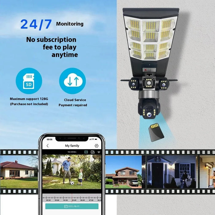LD002 V380 Outdoor Solar Security Camera with Street Light 3 Screens Wireless Monitoring System - WiFi Version - 4