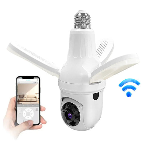 Q28-H 3MP Indoor Security Camera 3-blade Ceiling Light Motion Detection Pan Tilt Wireless Monitor for Baby Elder - WiFi Version / US Plug - 1