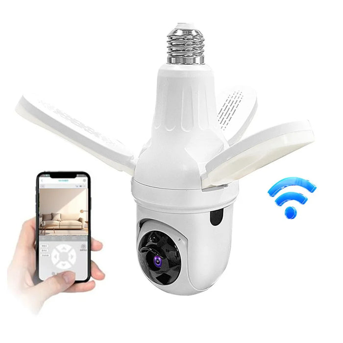 Q28-H 3MP Indoor Security Camera 3-blade Ceiling Light Motion Detection Pan Tilt Wireless Monitor for Baby Elder - WiFi Version / US Plug - 1