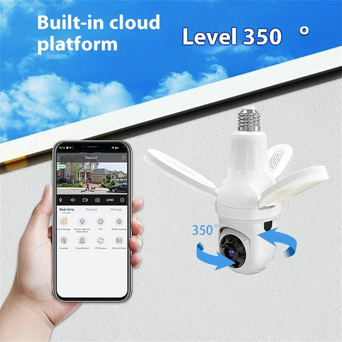 Q28-H 3MP Indoor Security Camera 3-blade Ceiling Light Motion Detection Pan Tilt Wireless Monitor for Baby Elder - WiFi Version / US Plug - 2
