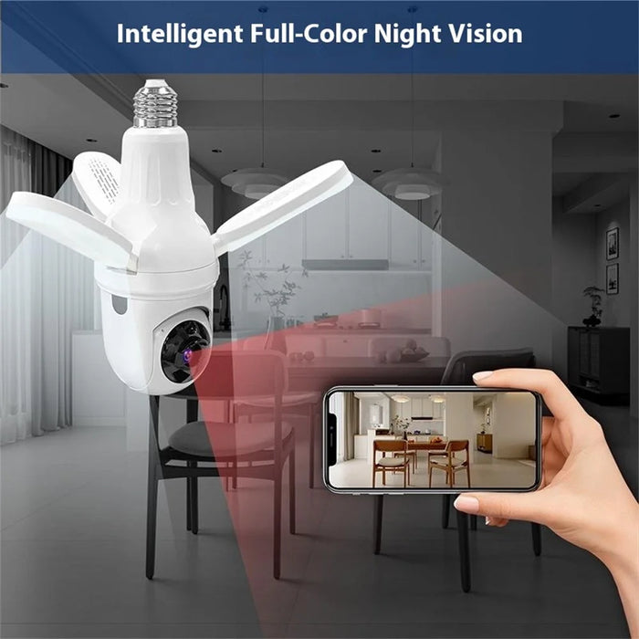 Q28-H 3MP Indoor Security Camera 3-blade Ceiling Light Motion Detection Pan Tilt Wireless Monitor for Baby Elder - WiFi Version / US Plug - 5