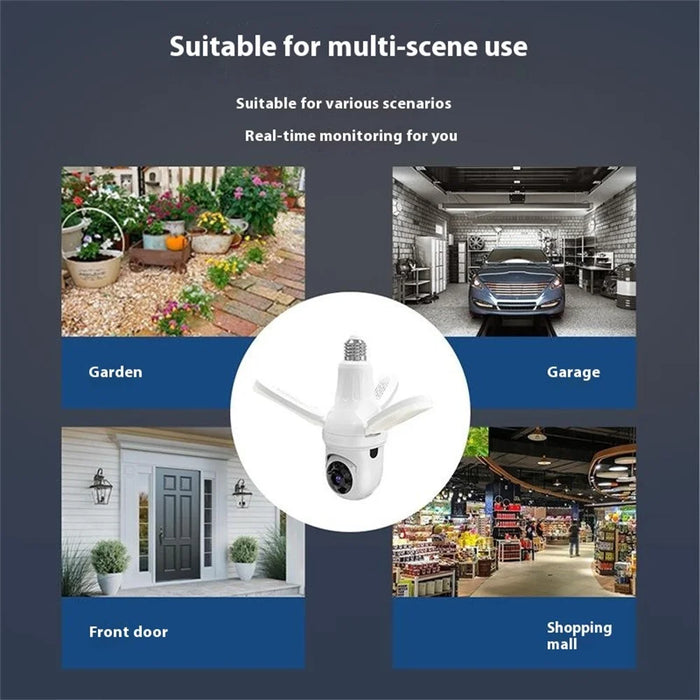 Q28-H 3MP Indoor Security Camera 3-blade Ceiling Light Motion Detection Pan Tilt Wireless Monitor for Baby Elder - WiFi Version / US Plug - 7