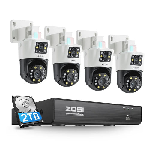 ZOSI C298 4K Dual Lens PoE Security Camera System 4 x 8MP Cameras Person / Vehicle Detection 8CH NVR with 2TB HDD - EU Plug - 1