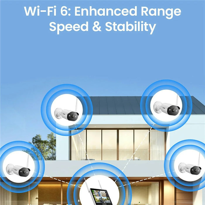 ZOSI 8CH 2K C302 Home Security Wi-Fi 6 Camera System AI Human Detection Color Night Vision 12 Inch Monitor + 4 3MP Cameras - US Plug - 5