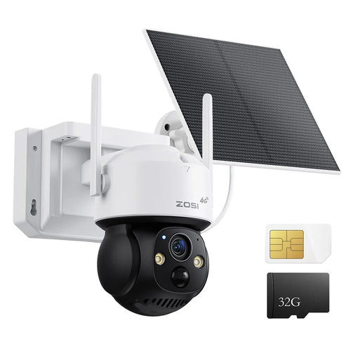 ZOSI 4G C291 LTE Cellular Security Camera 2K Solar Outdoor Wireless Real-Time View Color Night Vision Camera - EU Plug - 1