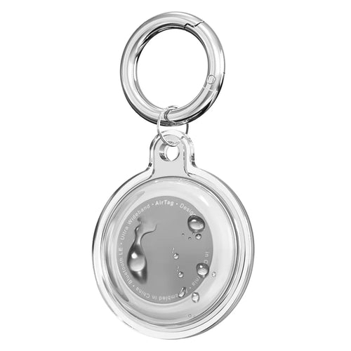 AML For Apple AirTag Case High Transparency TPU Secure Holder Protective Cover with Key Ring - Transparent - 1