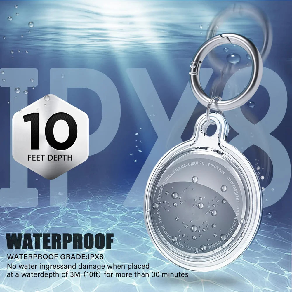 AML For Apple AirTag Case High Transparency TPU Secure Holder Protective Cover with Key Ring - Transparent - 2