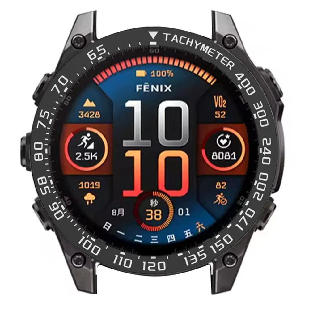 For Garmin Fenix 8 51mm / Tactix 8 51mm Stainless Steel Tachymeter Bezel Smart Watch Protective Ring - Black / White - 4