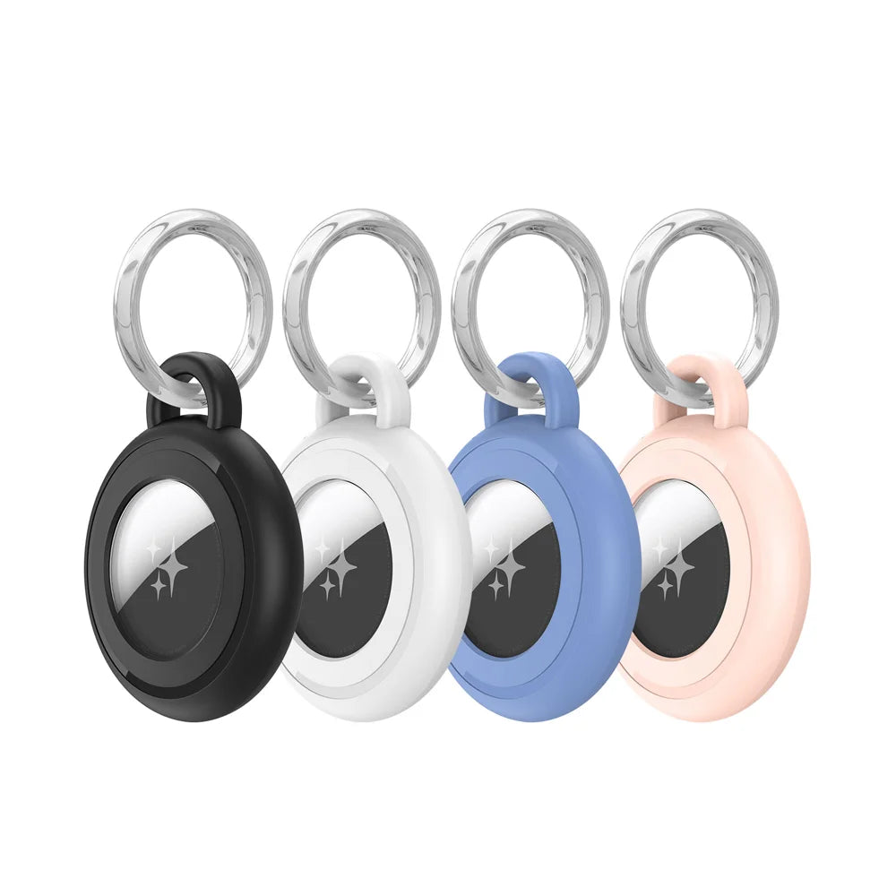 DUX DUCIS For AirTag  4Pcs/Set PC Protective Case Waterproof Shockproof Cover with Keychain - Black+White+Blue+Pink - 1
