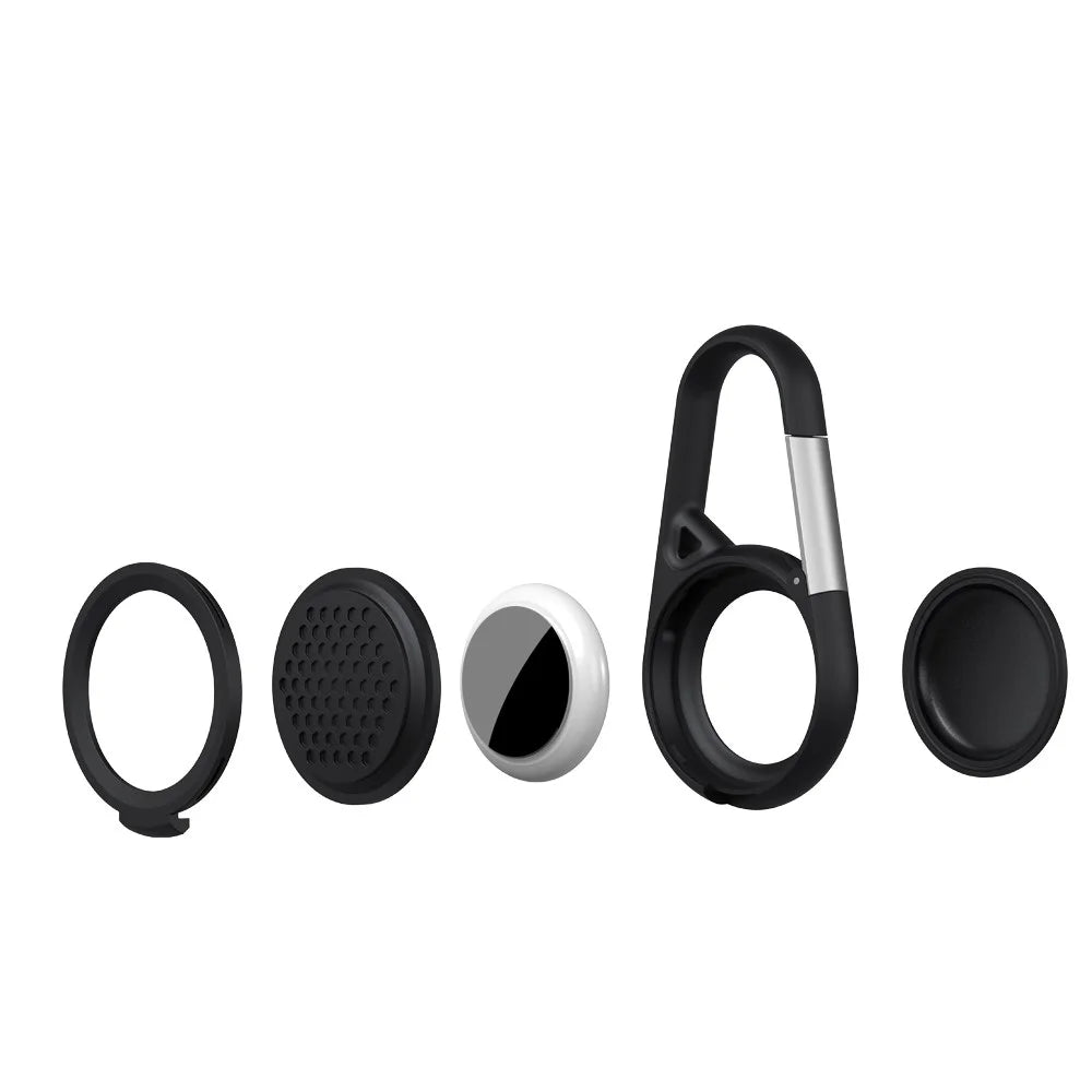 For Apple AirTag Protective Case Smart Tracker Device Clip-On Waterproof Silicone Cover - Black - 5